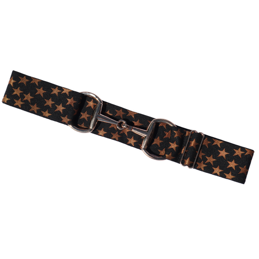 Snaffle Comfort Fit Belt - Black with Gold Stars